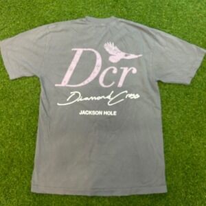 Diamond Cross Ranch Jackson Hole WY Graphic T-Shirt Grey‎ Mens M Bird Logo DCR